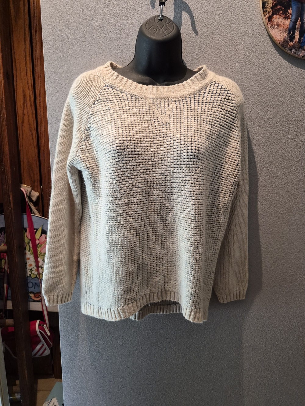 Market And Spruce Cozy Cream And Blue Knit Women's Sweater